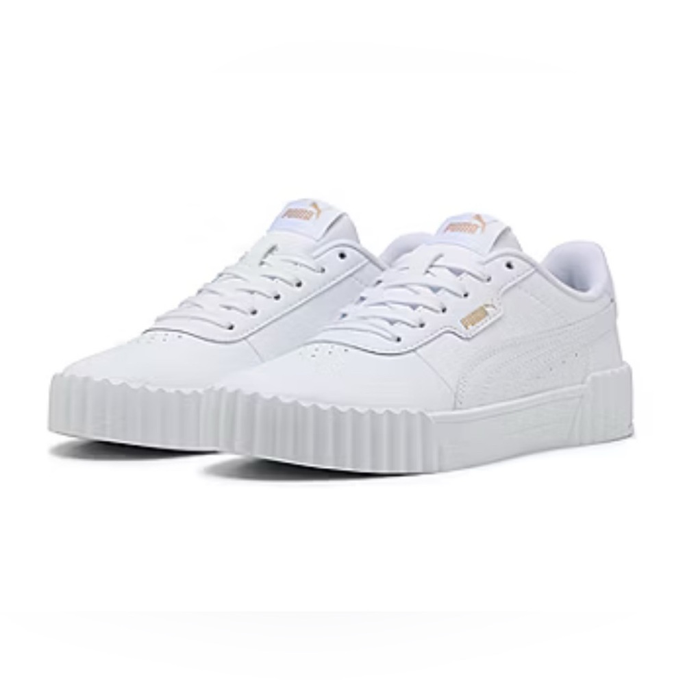 PUMA Court Women’s White Tennis Sneakers White and Gold Size 7 NEW